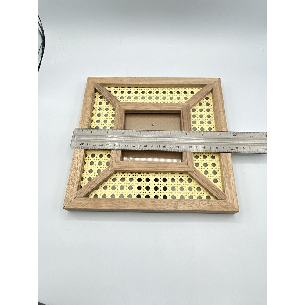 Tommy Bahama Cane Rattan Wood Caning Square Picture Frame Photo 4x4 / 9x9 - Picture 4 of 10